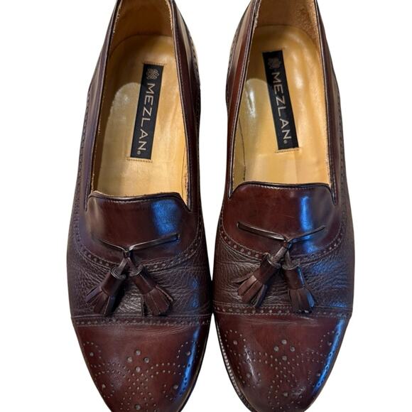 Mezlan Men\'s Size 9.5 Brown Leather Tassel Loafers Made in Spain